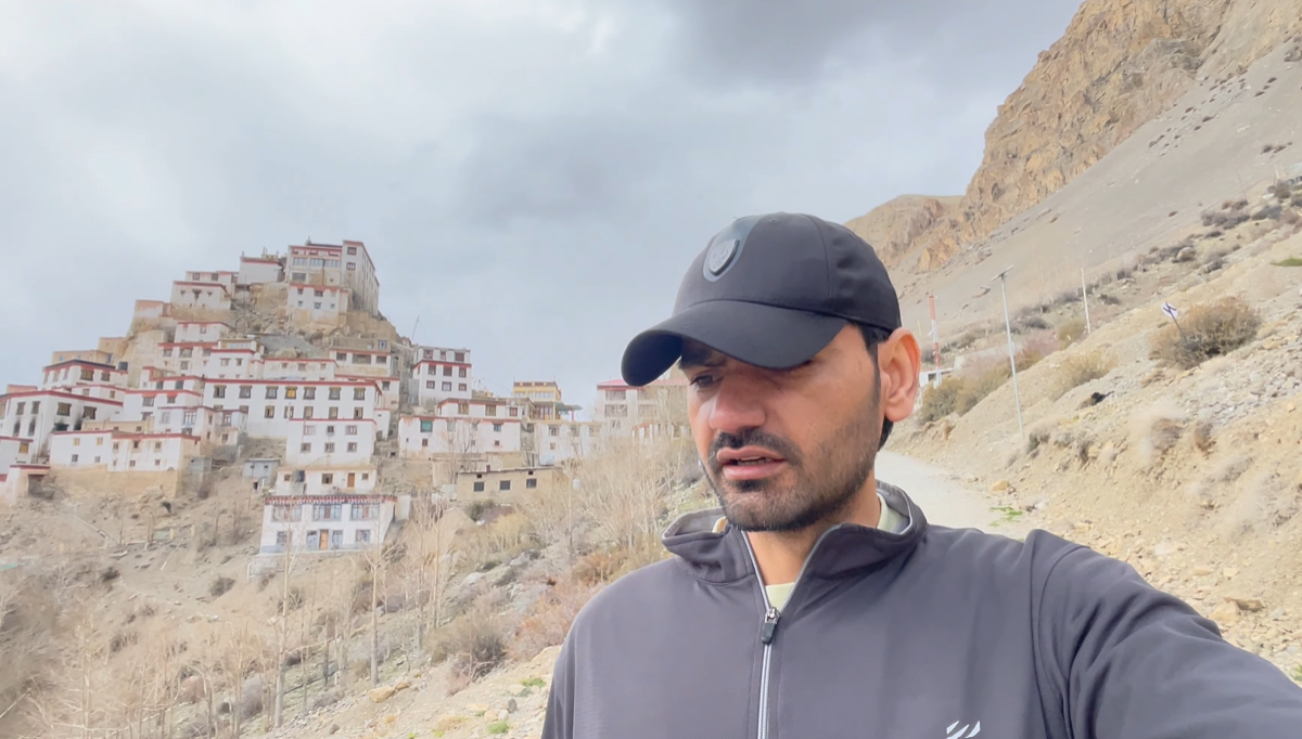 Naveen at the Key Monastery viewpoint during a Kaza one day trip