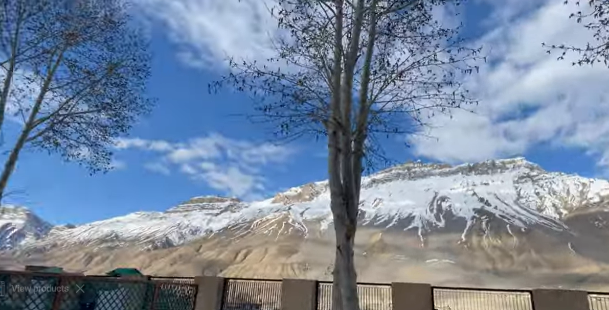Snow-covered mountains viewed from Hotel The Spiti in Kaza