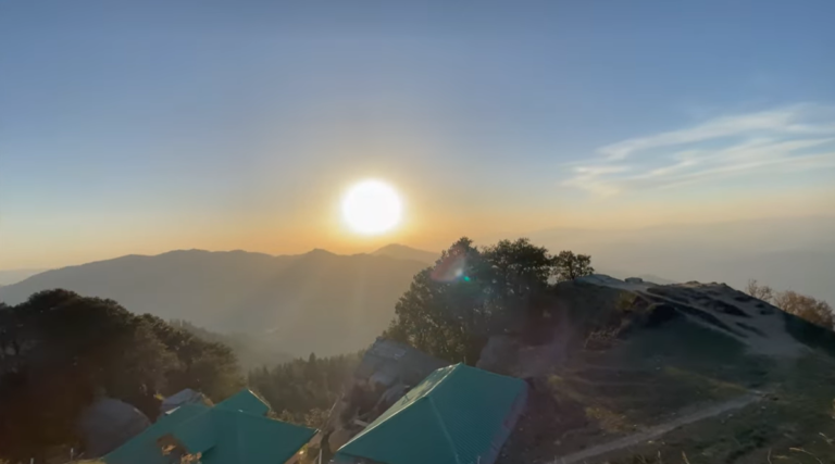 Sunset over mountain ridges viewed from Hatu Peak near Narkanda