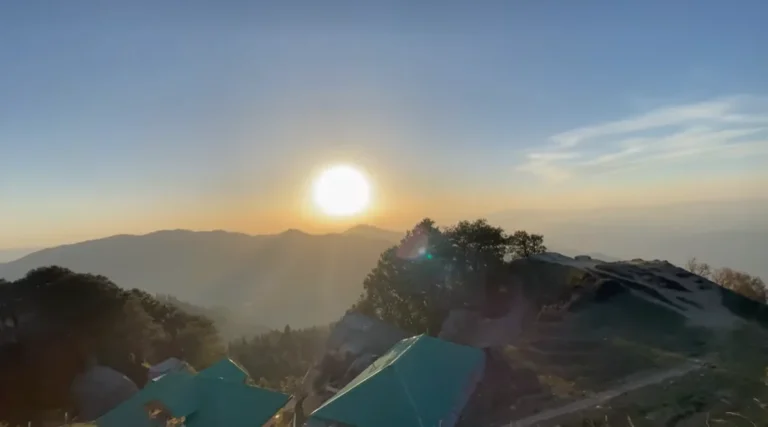 Sunset over mountain ridges viewed from Hatu Peak near Narkanda