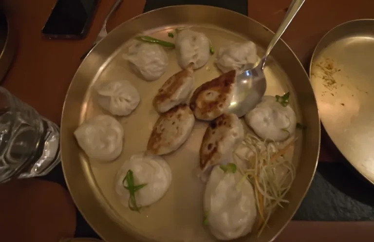 Veg momo platter with steamed and pan-fried momos at Yeti Gurgaon