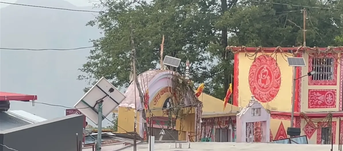 Buildings and entrance area at Kanakchauri village in Uttarakhand