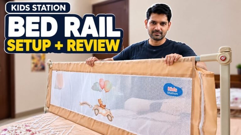 Kids Station bed rail installed around three sides of a bed